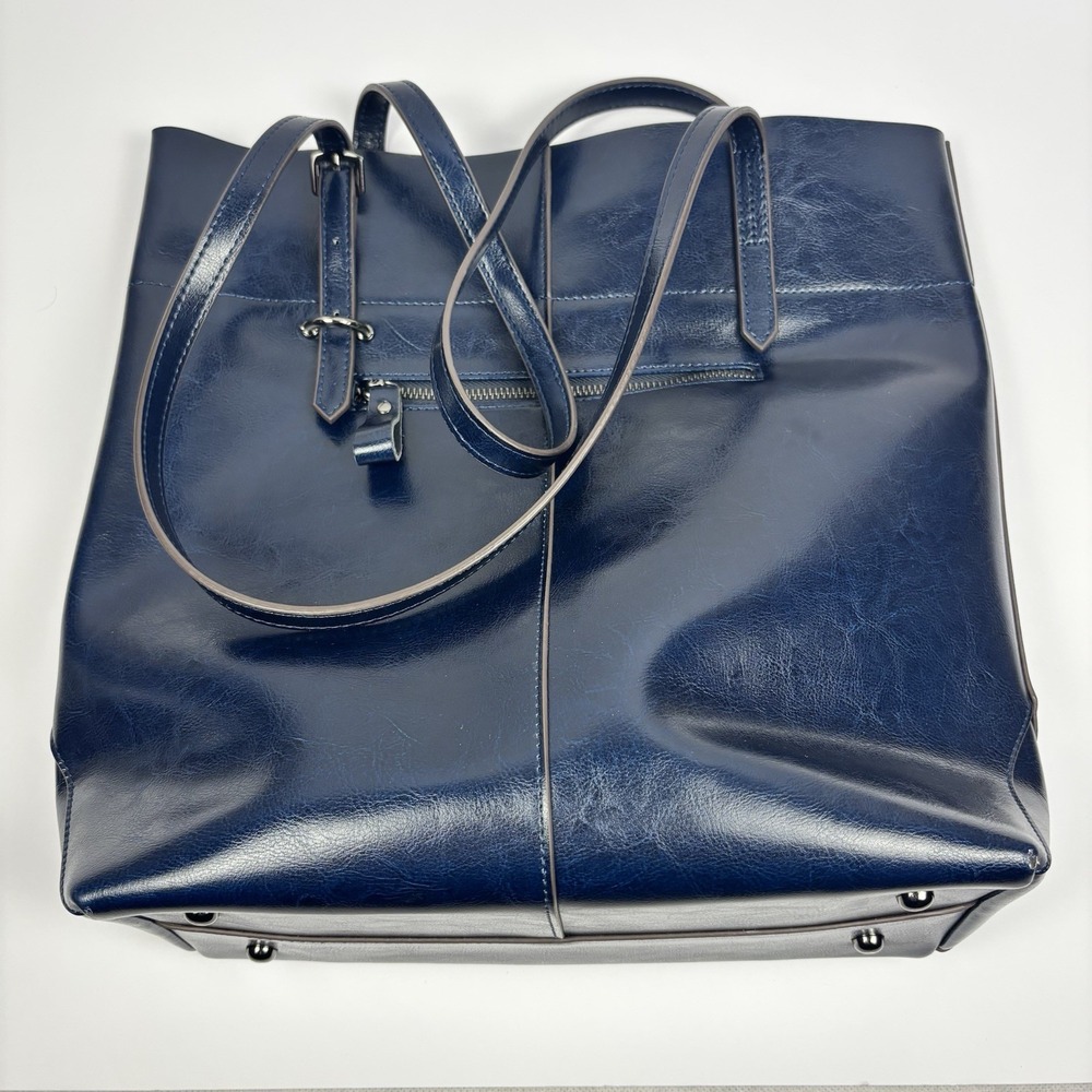 Kattee Women's Blue Colored Leather‎ Tote Handbag